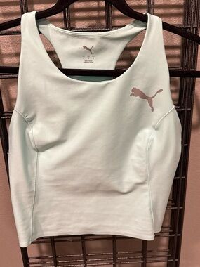 Puma Mint Green Athletic Scoop Tank with Pink Logo
